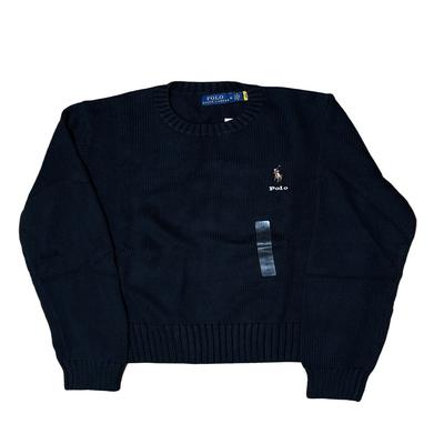 Polo SS23 Einfarbiger Rundhals Langarm Strickpullover Damenpullover Schwarz 211832724-003