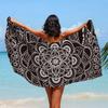 Boho Mandala Beach Towel Microfiber Oversized Lightweight Beach Towel Sandproof Quick Dry Black Flower Towels Swim Pool Beach
