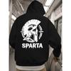 Spartan Warrior Graphic Hooded Sweatshirt Men Women Loose Fit Trendy Street Style Printed Design Warm Fleece Unisex Pullover Tops
