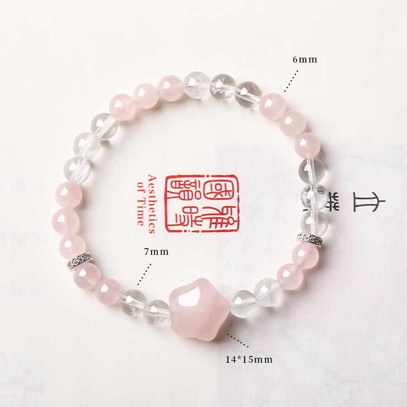 Aquamarine & White Crystal Beaded Bracelet: Fairy Summer Style for Girls, Sweet & Simple Fashion Hand Jewelry with a High-End Feel