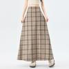 Women's 2026 Spring Retro Plaid High-Waist A-Line Skirt with Elastic Waist and Wide Hem