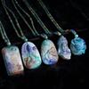 Versatile Rainbow Spotted Stone Carved Necklace Pendant Fortune Dragon Plaque Sweater Chain Fashion Jewelry Mother'S Day Gift