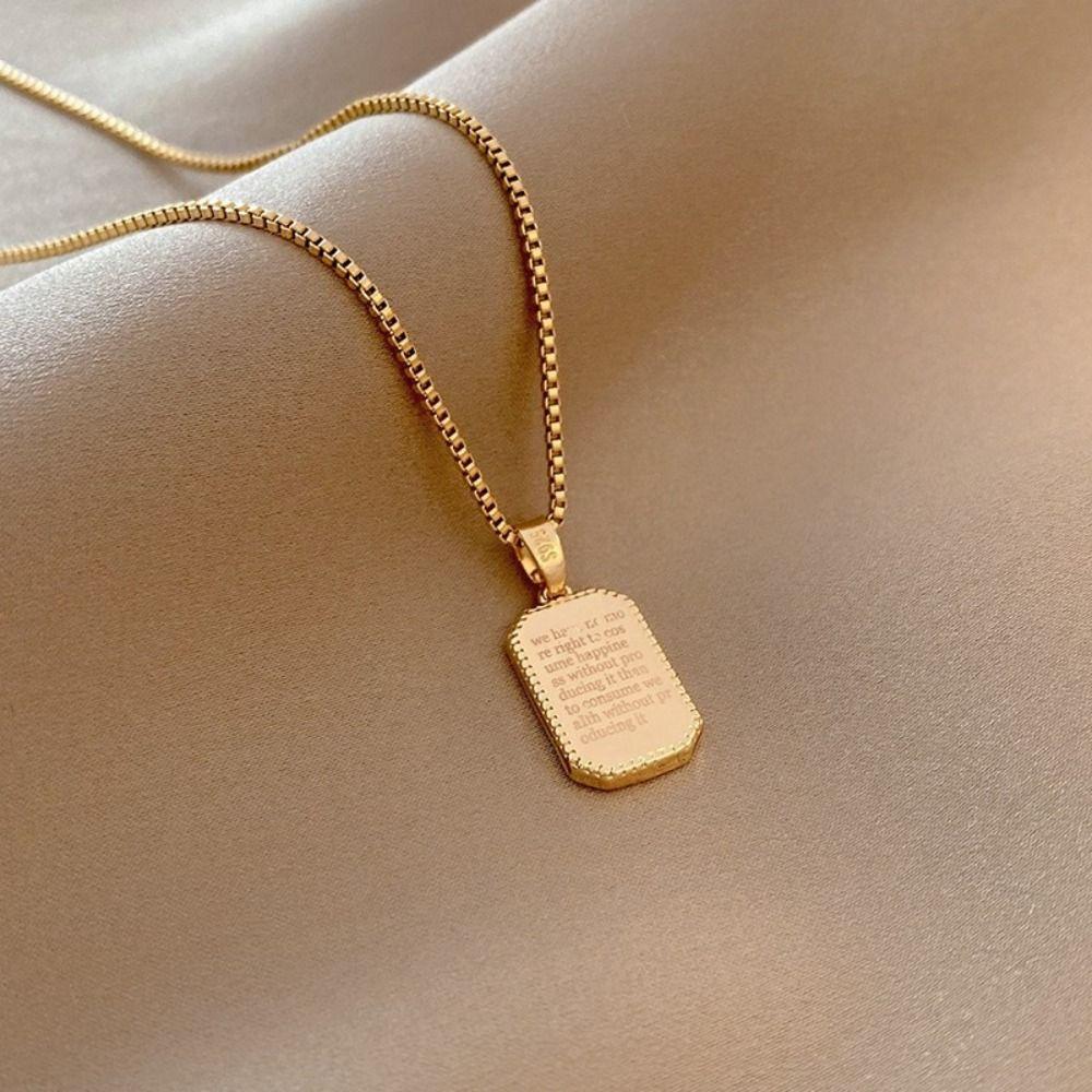 Simple Pendant Necklace Titanium Steel Choker Fashion Gold Necklace  Women