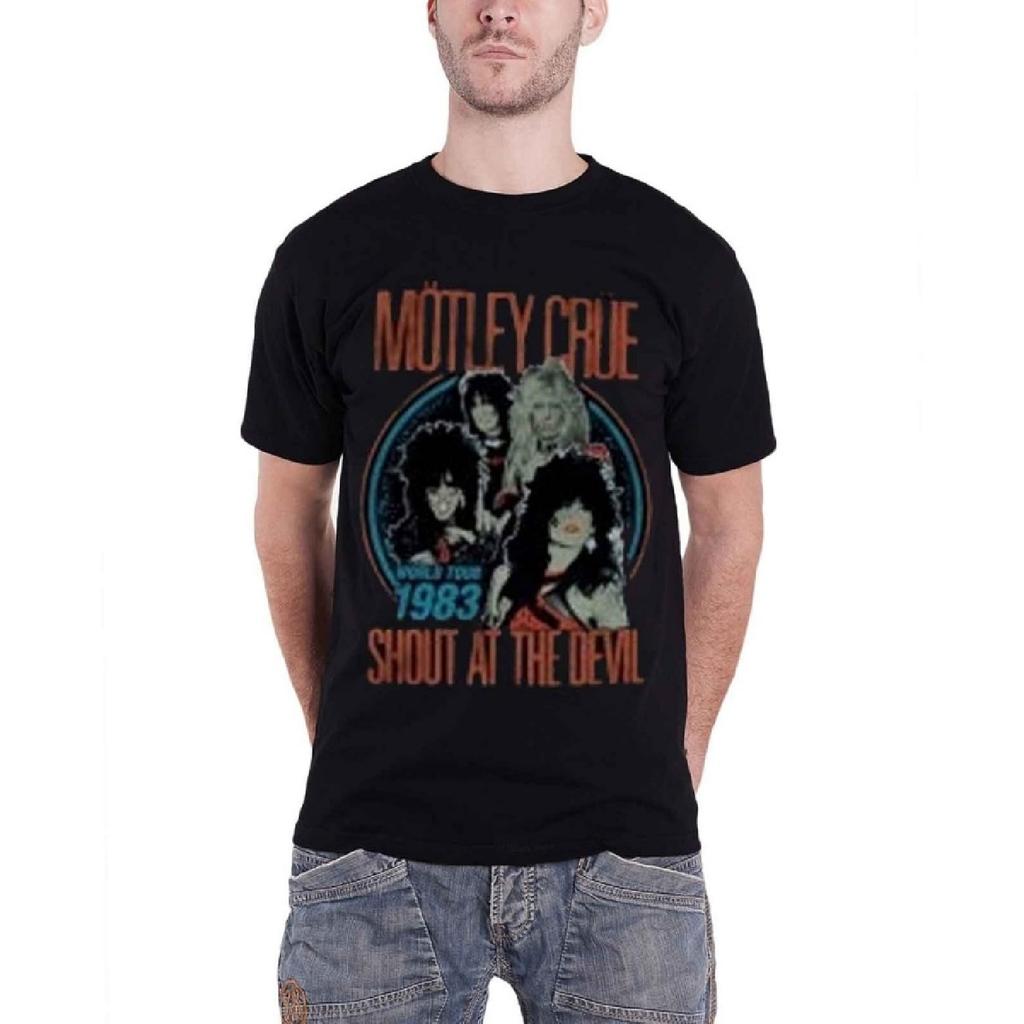 Motley Crue T Shirt Shout at the Devil Vintage World Tour Official Mens Black