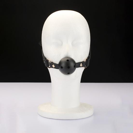 Faux Leather Ball Gag with Adjustable Straps BDSM Mouth Restraint for Bondage Roleplay Discreet Adult Toy for Beginners/Advanced