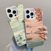 Anime Sky Landscape Art Painting Laser Phone Case For iPhone 12 13 Mini Pro Max 11 14 16 15 Pro Max Plus Shockproof Cover Fundas