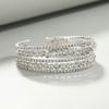 Multi - Layer Open Bangle Bracelet Full Rhinestone Stacked Cuff Jewelry for Women Silver Fashion