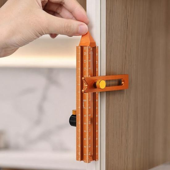 Yousheng Magnetic Marking Ruler, Multi-Function Scribing Tool, DIY Woodworking Scriber Line Maker, Portable Aluminum Alloy Woodworking Compass Scriber