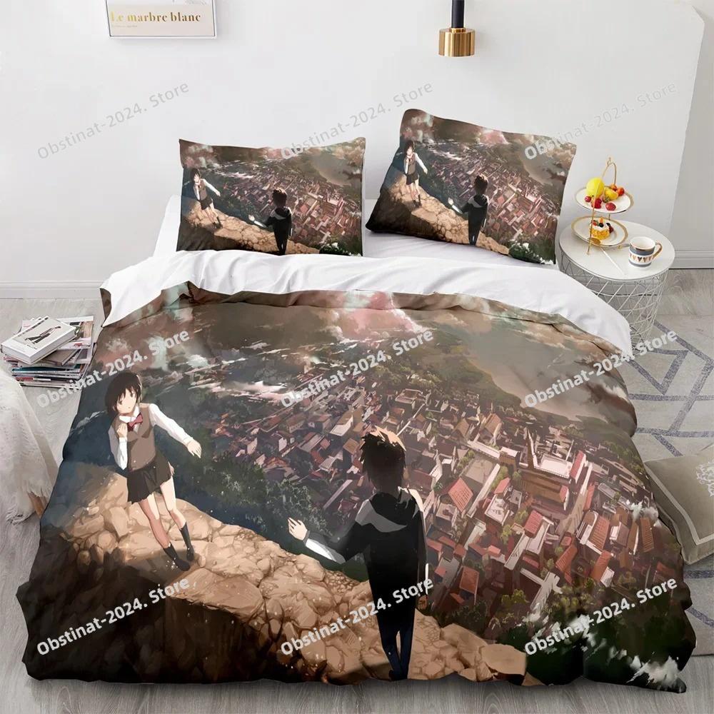 Il tuo Nome Set di Biancheria da Letto di Lusso Anime Cartone Animato Giapponese Set Copripiumino Piumone Copriletto Lino Misura Singola/Twin Stampato Tessile per la Casa