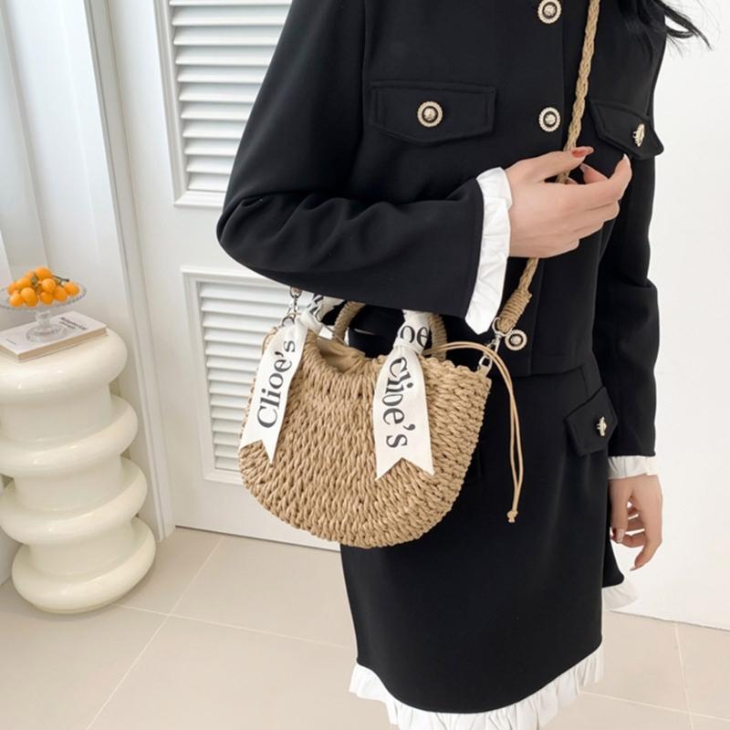 Pochette in Paglia da Donna Borsa a Tracolla in Paglia Borsa a Mano Borsa da Spiaggia Estiva Pochette Intrecciata Borsa da Sera