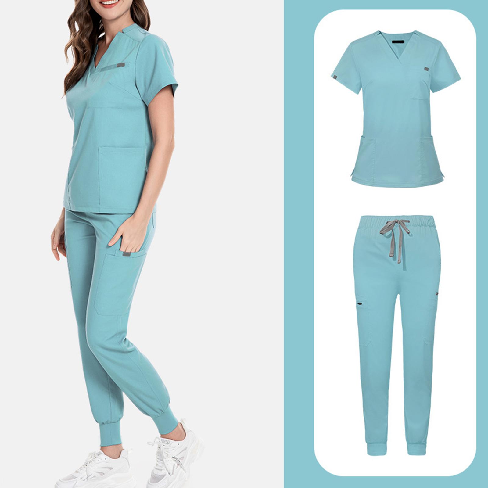

Ladies Loose And Comfortable V-neck Long Sleeved Stand Up Collar Workwear With Multiple Pockets Suit Set S
