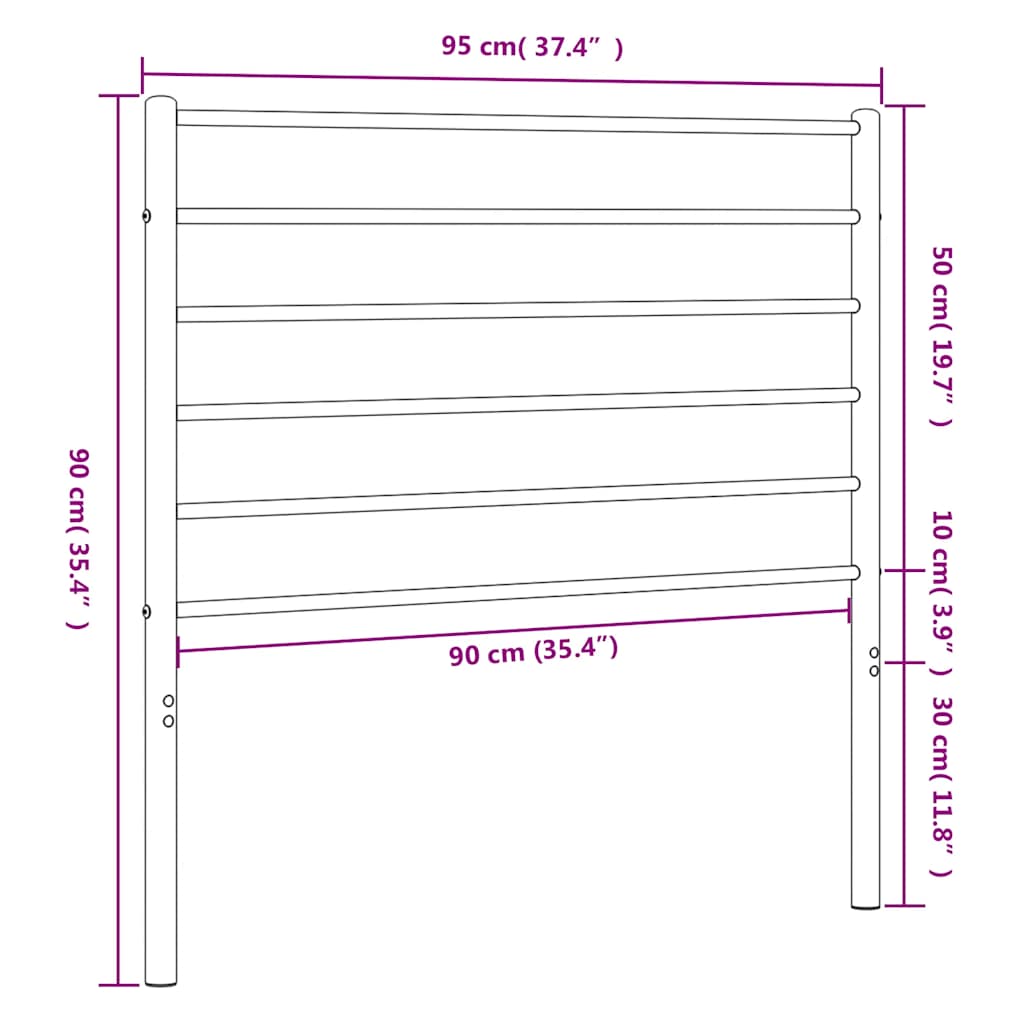 Vidaxl Metalowe Wezgłowie, Czarne, 90 Cm