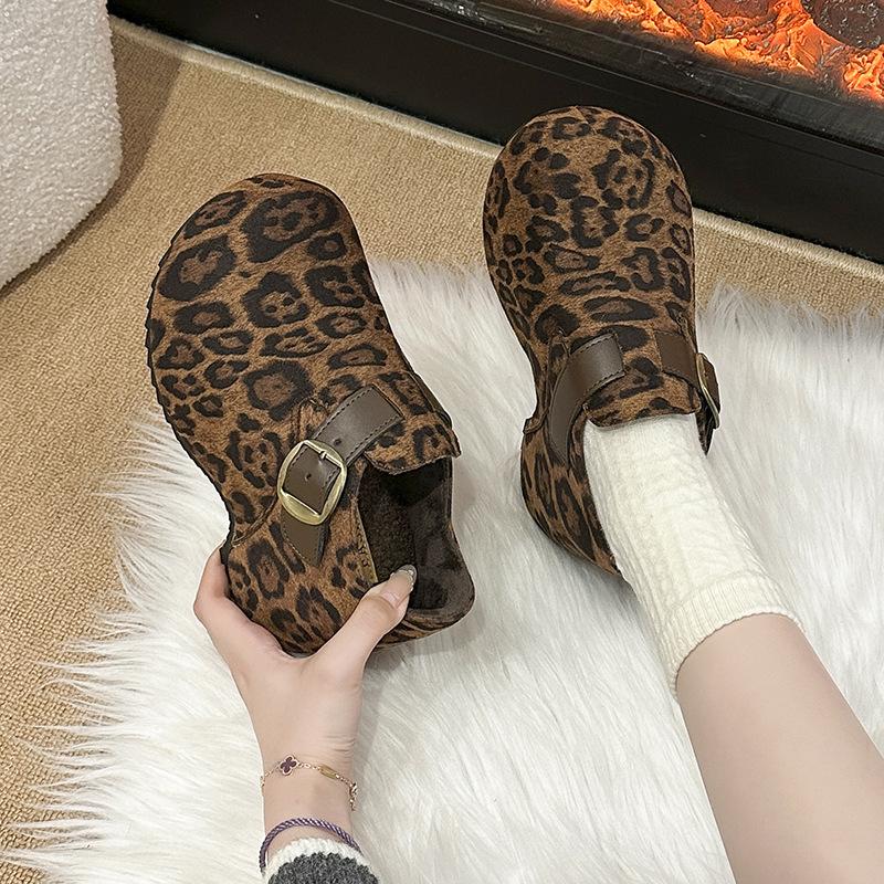 

Биркенштоки женские 2025 новая осень на толстой подошве с увеличением внутренней высоты все включено однопедальные уродливые одинарные туфли Биркенштоки туфли Дуду 39 цветной печати леопарда