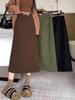 Women's High-Waist Corduroy Skirt: Retro Mid-Length with Spring/Autumn Slit & Hong Kong Style Drape.