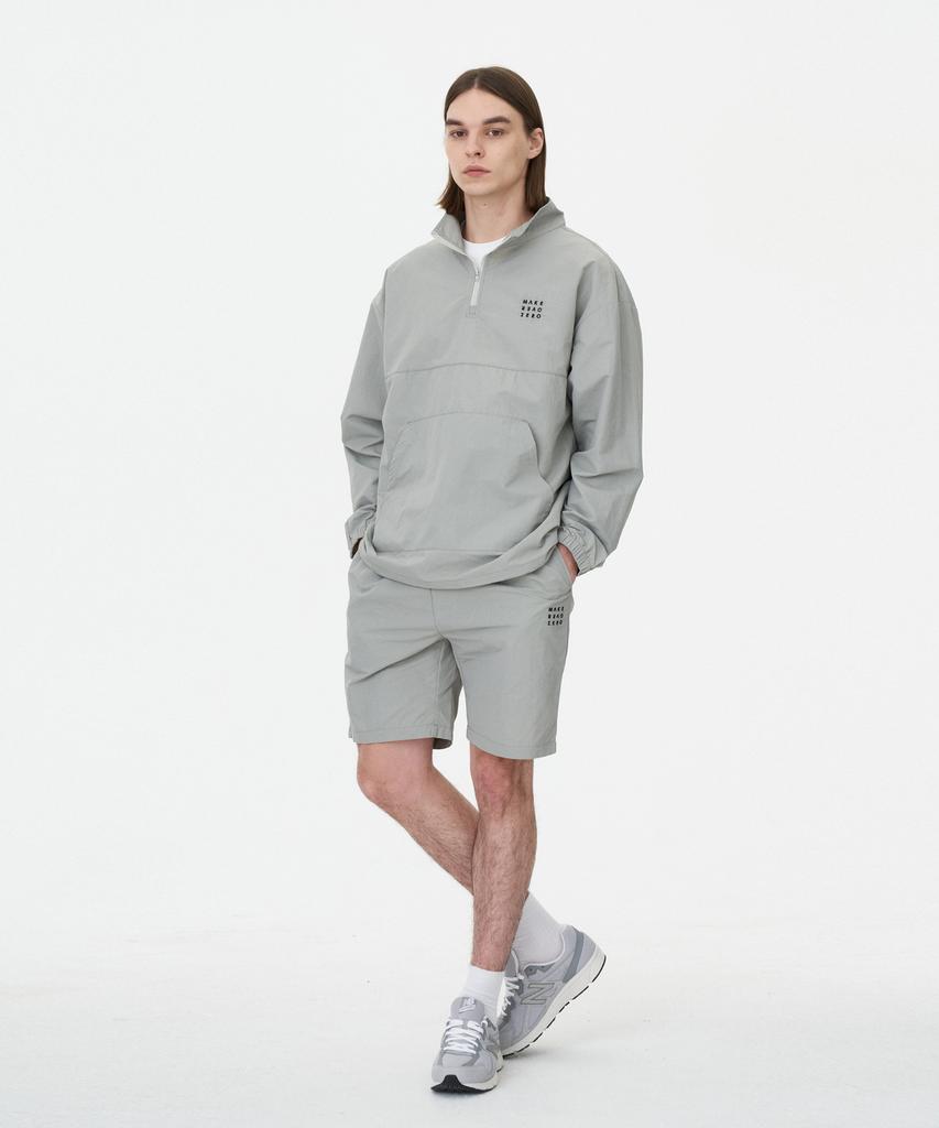 Mozmoz Easy Nylon Half Zip Light Grey