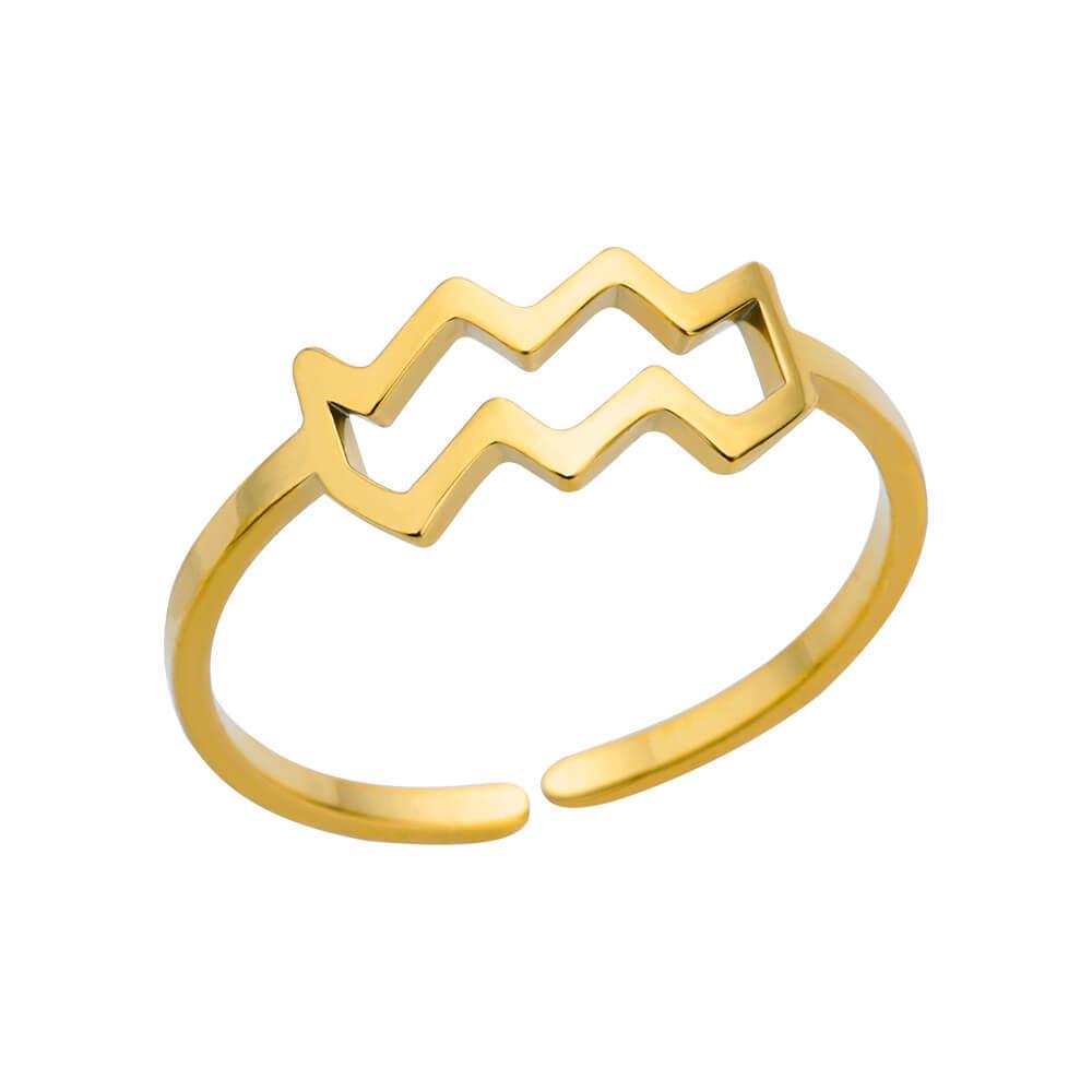 Stainless Steel Zodiac Birthstone Open Ring Set - 12 Constellations Symbol, Pinky Ring