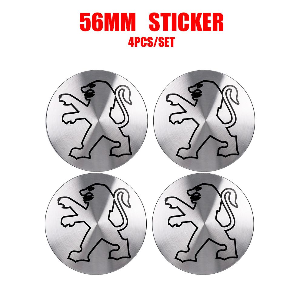 2026 Hot Car Sticker Car Styling 4pc 56mm Wheel Center Hub Cap Sticker Auto Decoration Decals For Peugeot 206 207 208 306 307 30