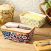 Butter Container Ceramic Box Restaurant Sealed Storage Box Cheese Box with Knife Butter Slicer Butter Dish Tableware