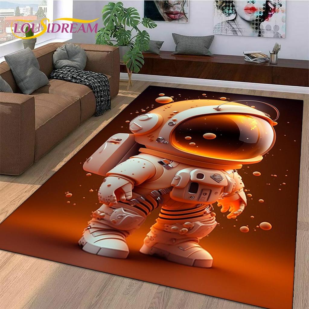 Astronaut Traum Universum Raumfahrer 3D Weltraum Cartoon Teppich für Wohnzimmer Schlafzimmer Dekoration, Rutschfest für Sofa Fußmatte Kinder