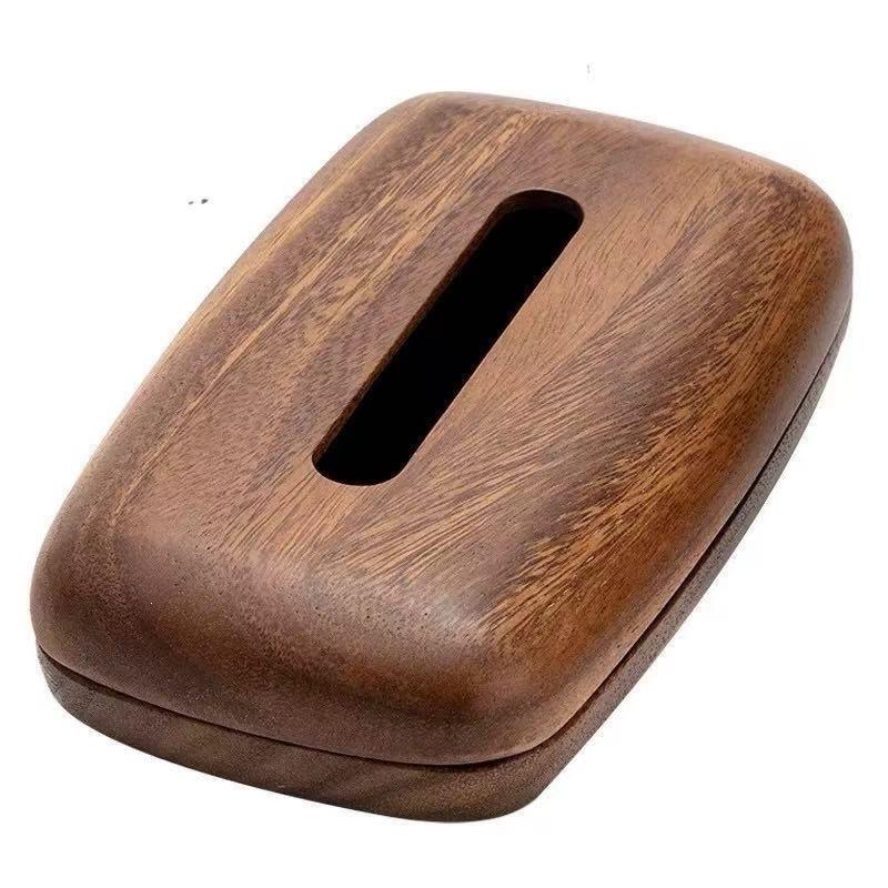 New Walnut Tissue Box Cover - Modern Vintage Design, Premium Wood, for Desk & Bathroom Decor. Easy Refill, Polished Finish lijia