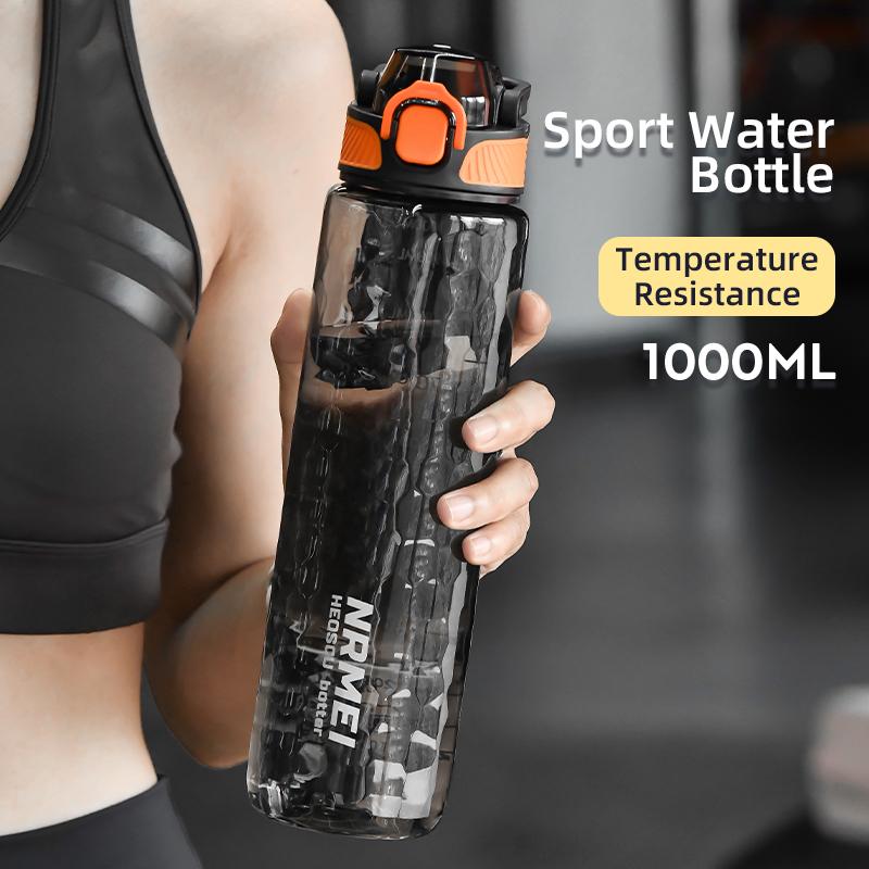 Summer Sport Water Bottles with Straw, Tritan Cup, One Click Open Water Bottle with Handle, Outdoor Portable Drinking Bottles