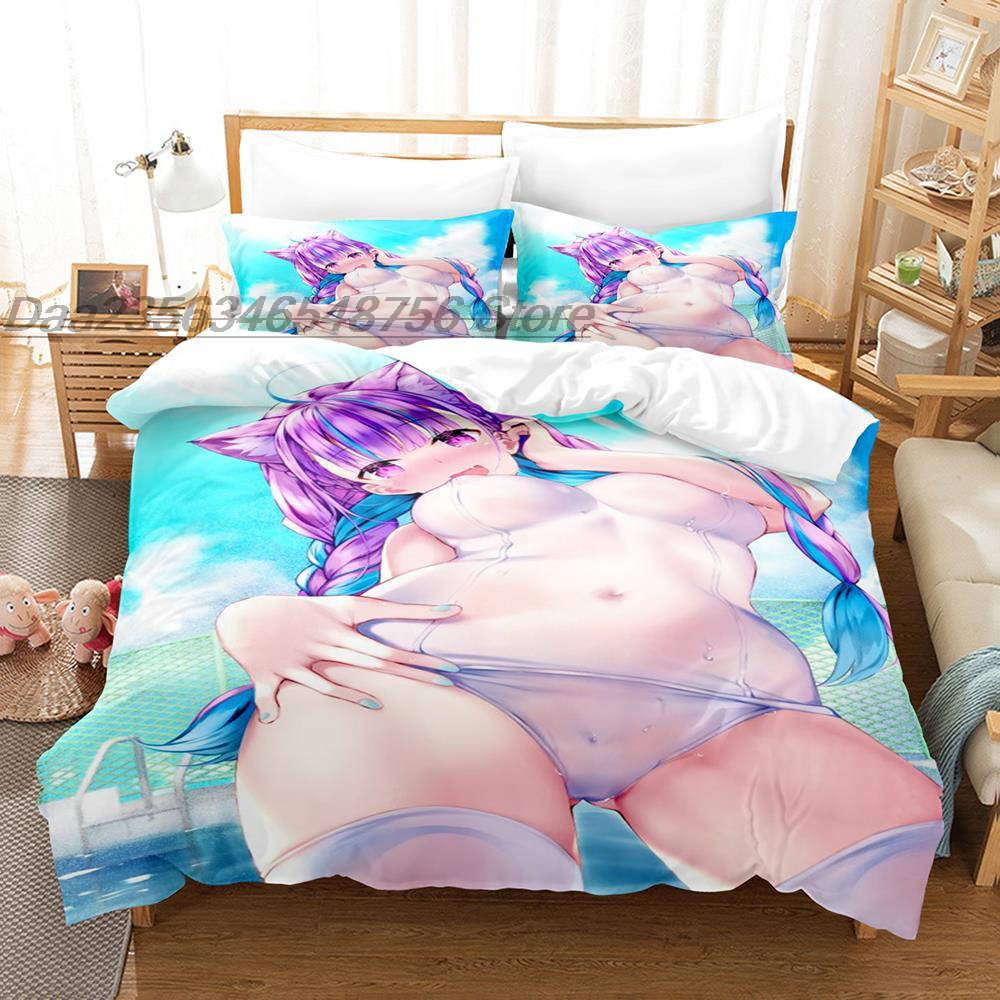 3D Print Anime Kawaii Girls Minato Aqua Bedding Set Single Twin Full Queen King Size Bed Set Adult Kid Bedroom Duvet cover Sets