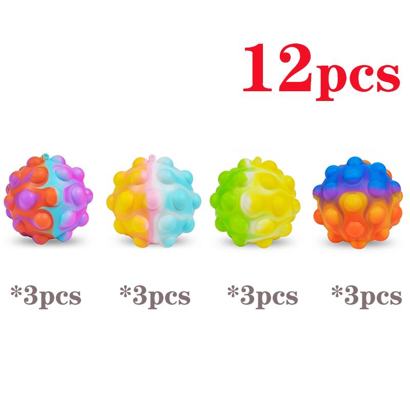4-12 ks antistresových míčků Fidget hraček 3D 3D míček Push Bubble ADHD Autismus Úleva od stresu Senzorické hračky Dárky na párty pro děti Dospělé