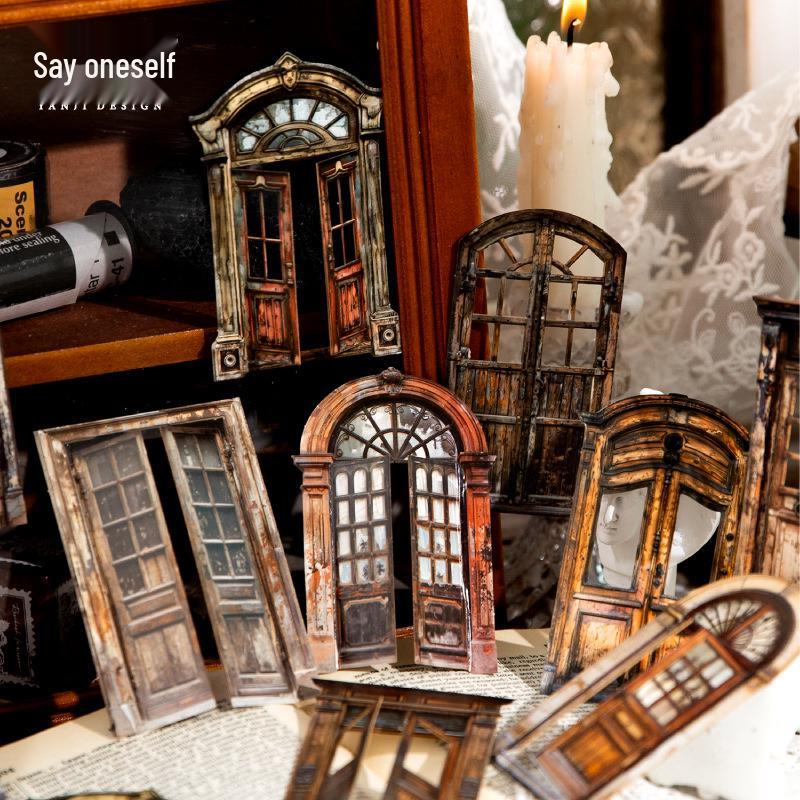 Retro Doorway Series: Self-Adhesive Laser Cut Stickers, 10 Sheets for Journals & Wood Doors