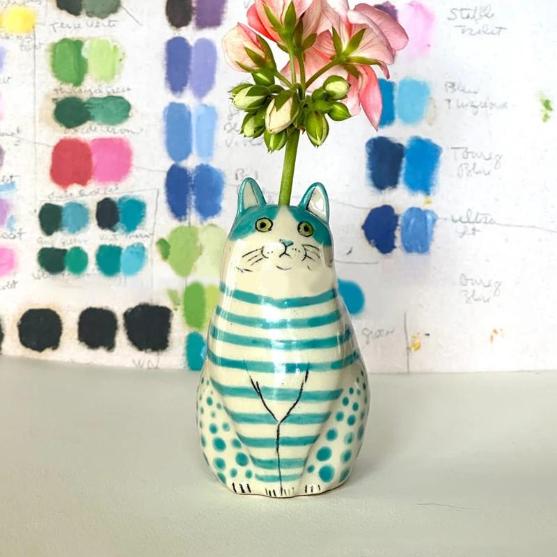 

Creative Resin Cat Shaped Unique Vase Home Decoration Crafts Ornament Cat Enthusiast Statues 1 Pcs зелёный