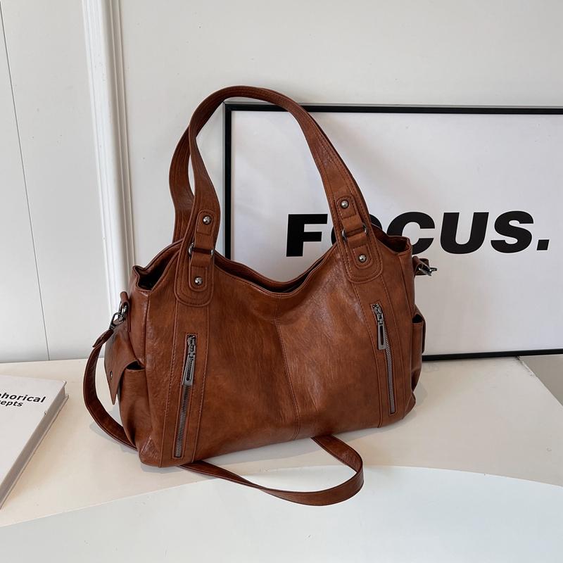 Sacs Tote Grande Capacité pour les Trajets Quotidients Sacs à Bandoulière Croisée en Cuir Souple pour Femmes Sacs à Main Robuste Durable marron