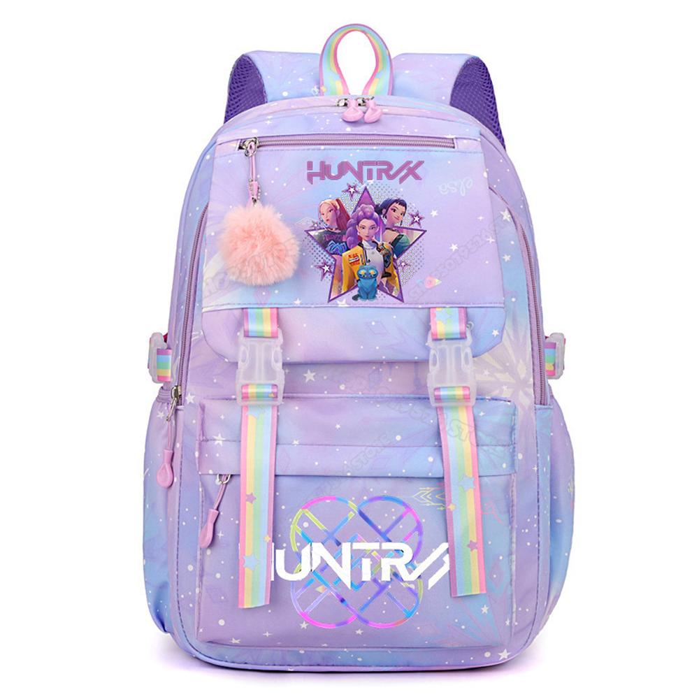 Anime KPop Demon Hunters Backpack, Stylish Large Capacity Cartoon Character Pattern Shoulder Bag, Children's Birthday Gift
