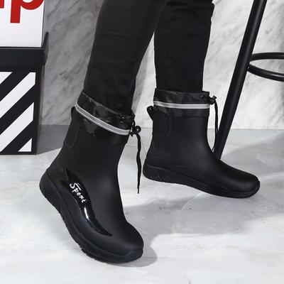 Nouvelles bottes de pluie spéciales de pêche en velours à semelles épaisses, chaussures en caoutchouc imperméables et antidérapantes, chaussures de pluie pour hommes, tube court épaissi