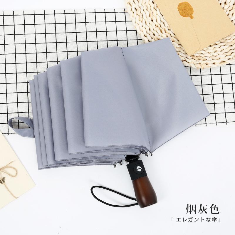 

Прибытие Автоматический мужской зонт тройной складной деревянная ручка черное покрытие солнцезащитный складной зонт 10K ветрозащитный красный