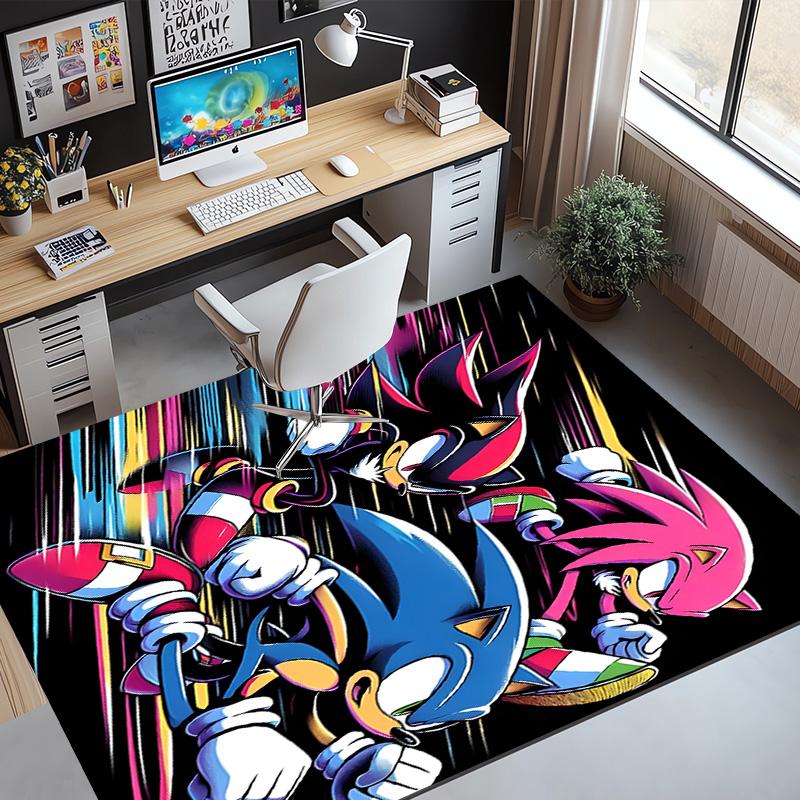 Sonic Pattern Rug, Indoor/Outdoor Mat, for Picnic, Gameroom, Bedroom, Office, Living Room, Home Decor Carpet, Birthday Gift
