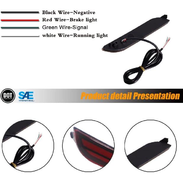 Red Lens Full LED Bumper Reflector Lights Compatible With 2018-up Toyota Camry, Function As Tail, Brake & Rear Fog Lamps