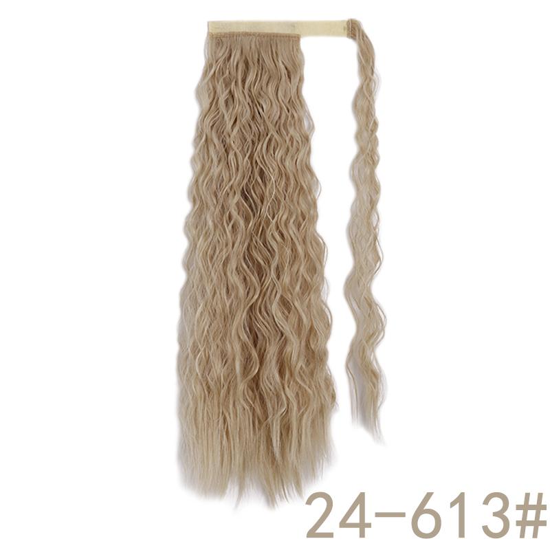 MERISIHAIR Women Long Curly Ponytail Wig Corn Wave Hair Extension Synthetic Fiber Hairpiece Wrap Around Clip In Hair Daily Use