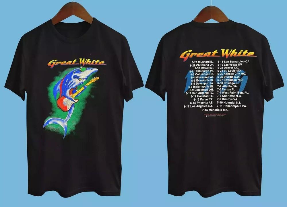 

vintage 1999 great white Double Sided Black All Size Shirt AG11 Unisex T-Shirt M