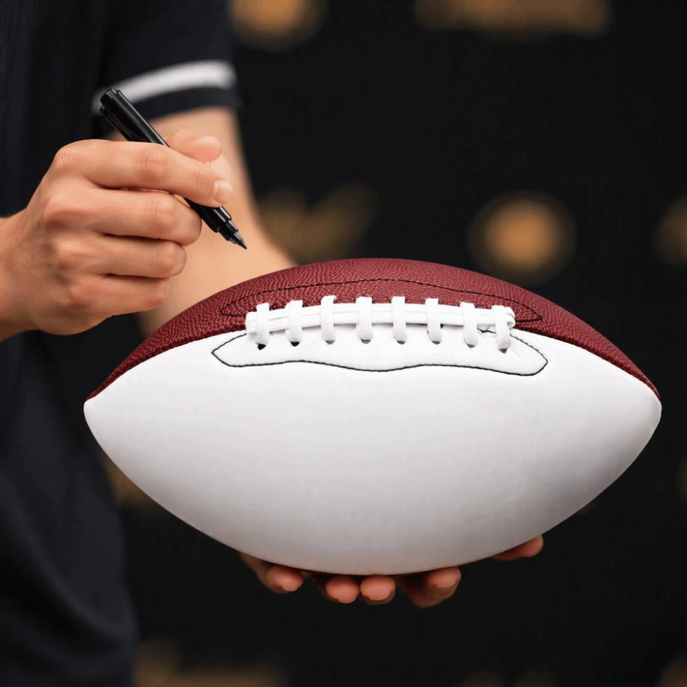 Oval Size 9 Football Brown and White Training Football Durable American Football  Recreational Play
