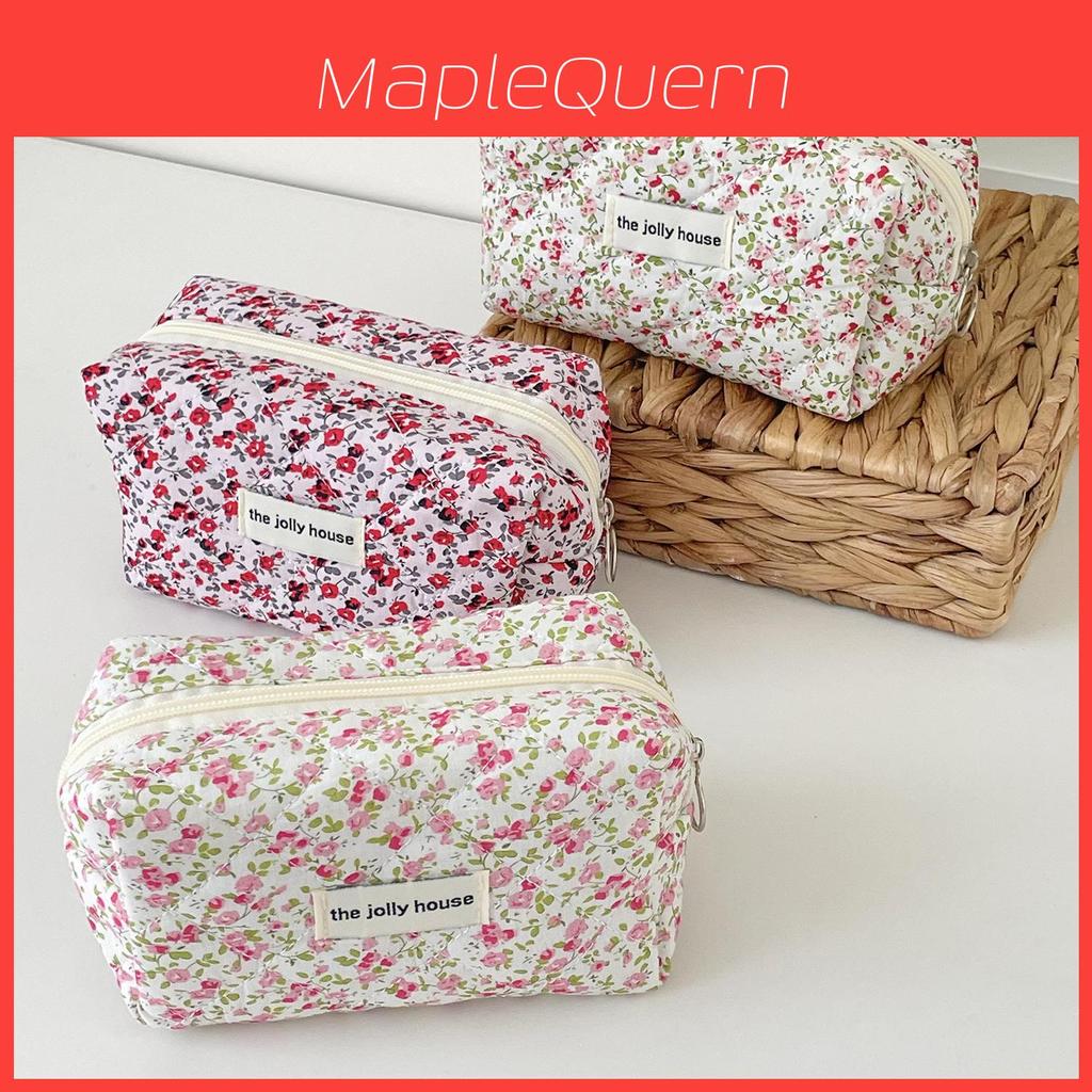 Classic Floral Pattern Makeup Bag With Zipper For Girls Travel And Daily Use