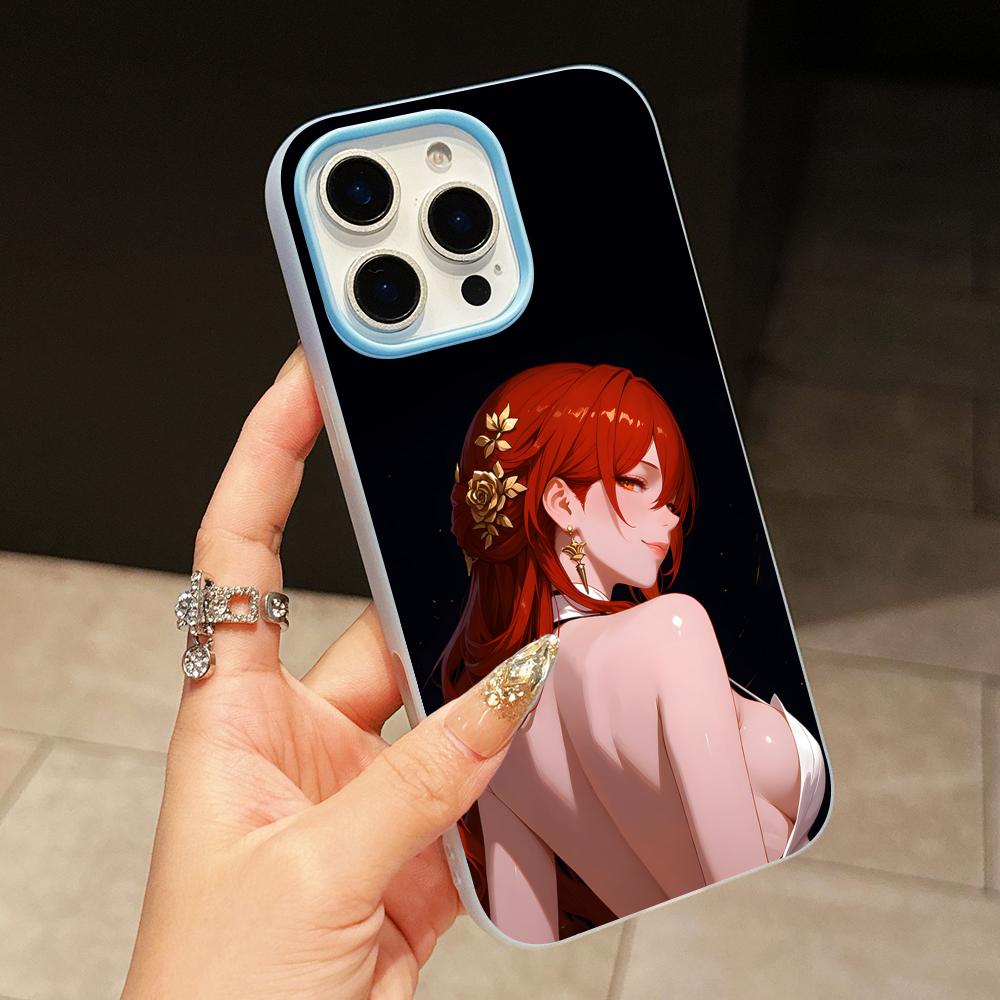 HSR Himeko Jelly Double layer Light Blue Mobile Phone Case for iPhone 17 16 15 14 13 12 11 Air Pro Max Plus Protective
