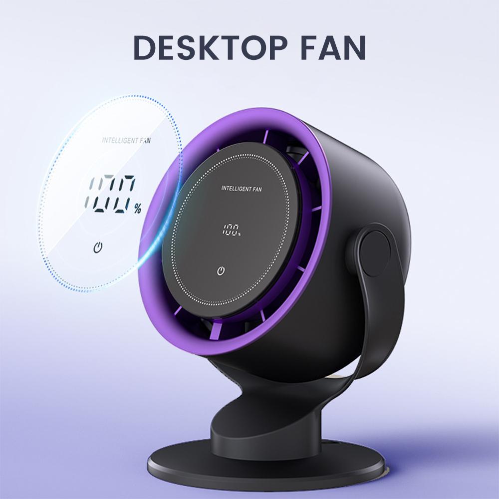 Smart Electric Fan 100 Speed Bladeless Fan Type-C Charging Desktop Silent Wall Mounted Air Conditioner Car Office Indoor Camping