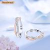 Naniwaai Earrings for Women Popular Shiny Zirconia Earrings Hypoallergenic Twisted Two Tone Hoop Earrings Ring 925 Silver Earrings 18K Pink Gold