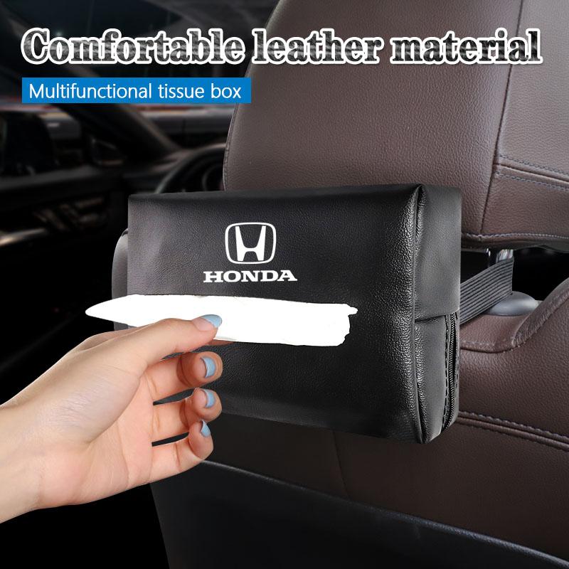 Car Tissue Box Leather Tissue Holder SunVisor Seat Back For Honda Civic FIT Accord Prelude CRV 5th City CRZ CRX Jazz HRV Pilot OM4