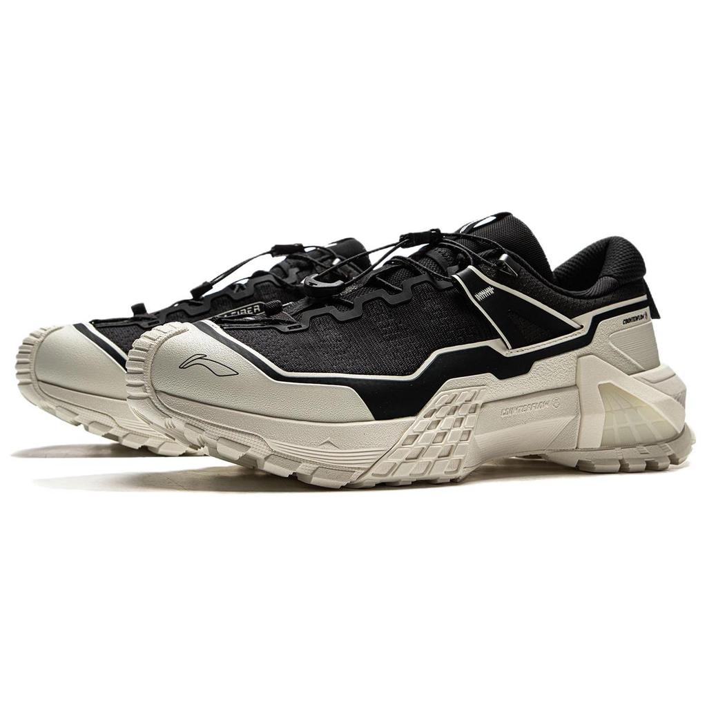 Li Ning CF Wandern Pro Mode Bequem Langlebig Wasserdicht Atmungsaktiv Niedrig Geschnittene Wanderschuhe Unisex Wanderschuhe Schwarz Weiß AHTU017-10
