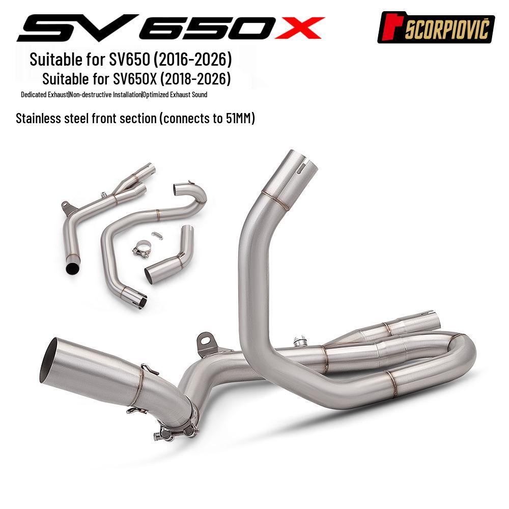 SV650 Front Section Adapter: Converts Original to 51MM Exhaust (For 2016-2026)