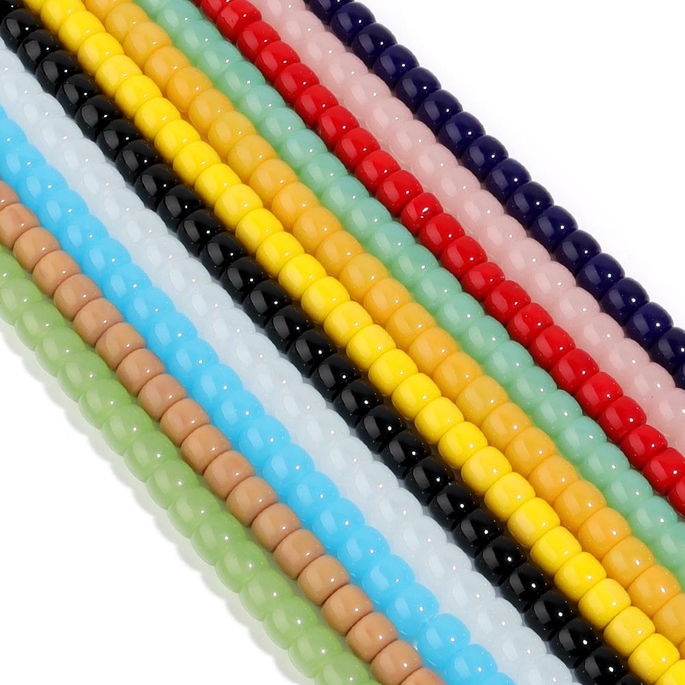 1 String 8x6mm Solid Color Glass Beads Cylindrical Loose Spacer Beads For Jewelry Making DIY Crafts Bracelet Necklace Wholesale