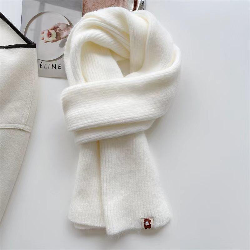 Winter Knitted Scarf Women Thick Warm Scarves Hand Made Scarves Ins Solid Color