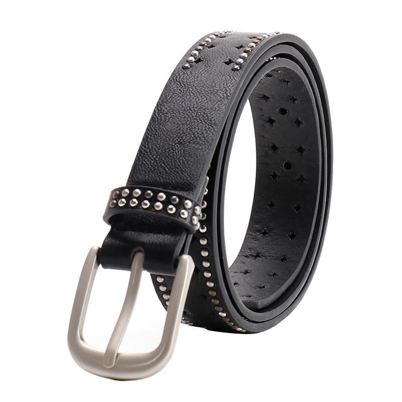 Fashion Solid Color Rivet Decoration Women Casual Wide Belt For Daily Use