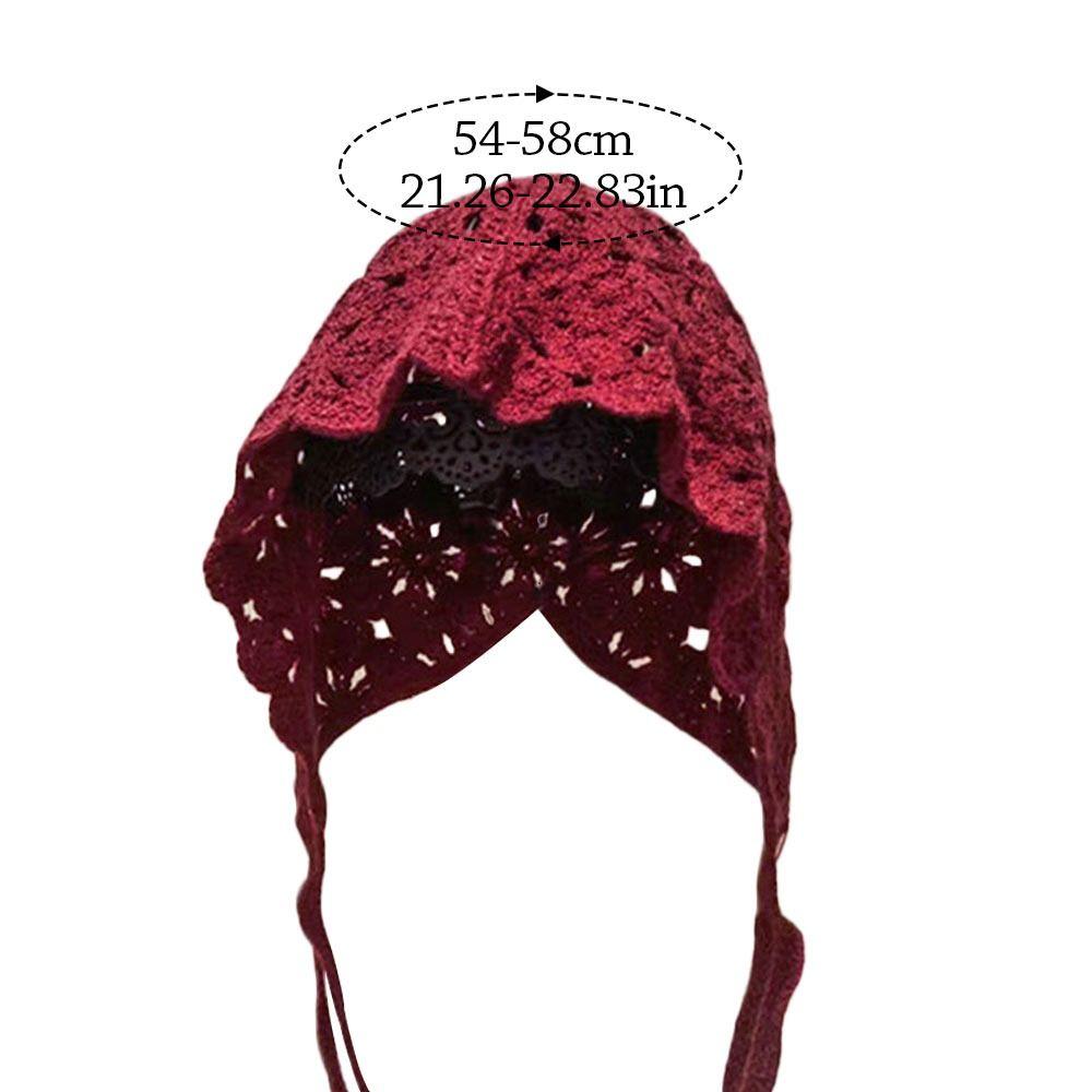 Bohemian Beret Cap Hand-knitted Knitted Hat Fashion Summer Flower Hat  for Women