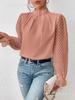 Women's Autumn/Winter Half-High Collar Chiffon Top with Patchwork Wave Pattern